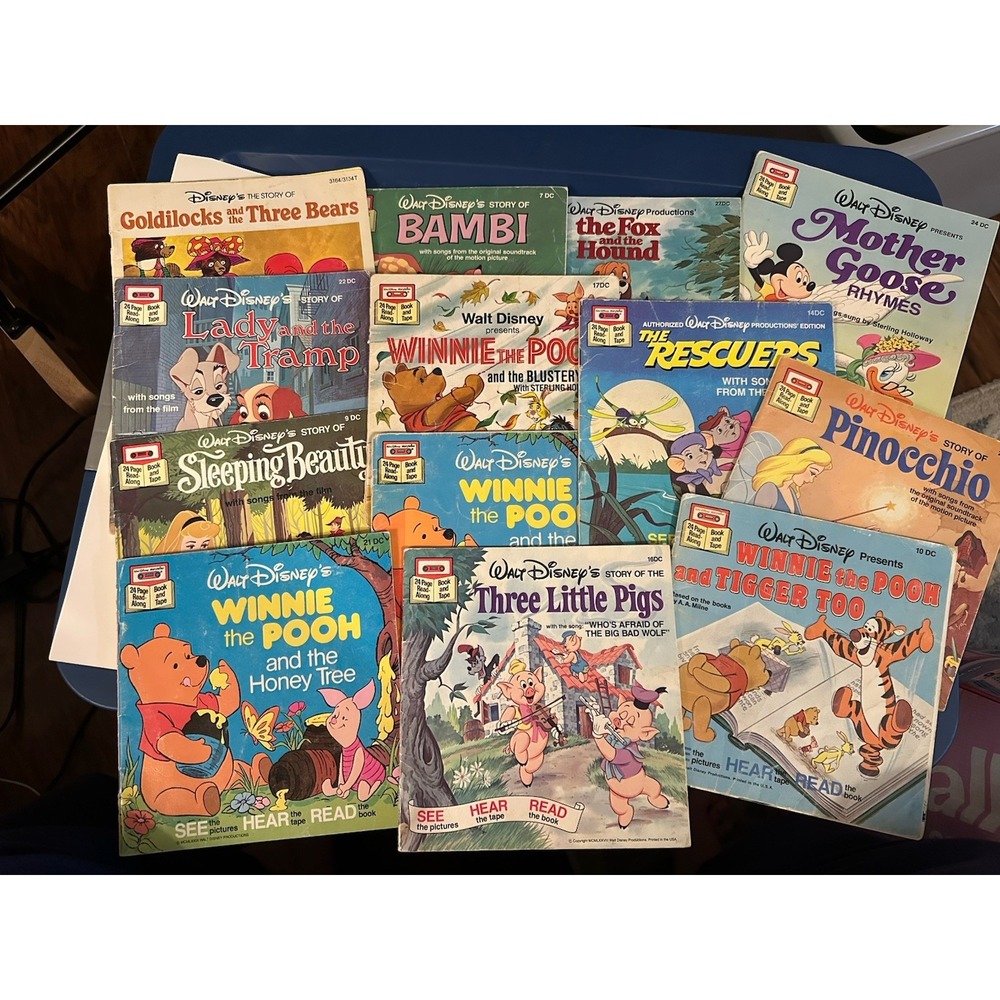 Lot‎ of 13 Vintage Walt Disney Read-Along Books (books Only)